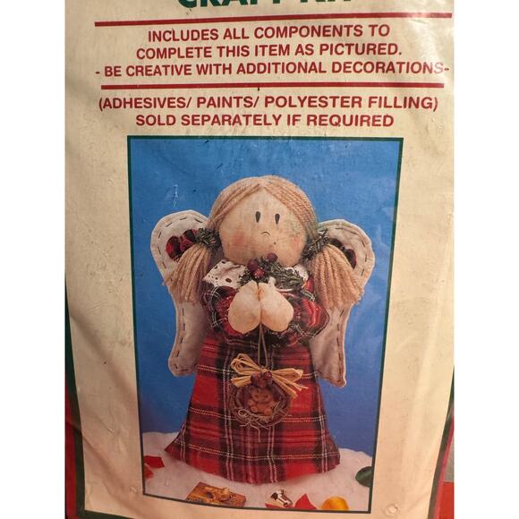 Homespun Creations Table ANGEL Doll CONE Craft Sewing KIT Red Plaid Xmas - Picture 4 of 4